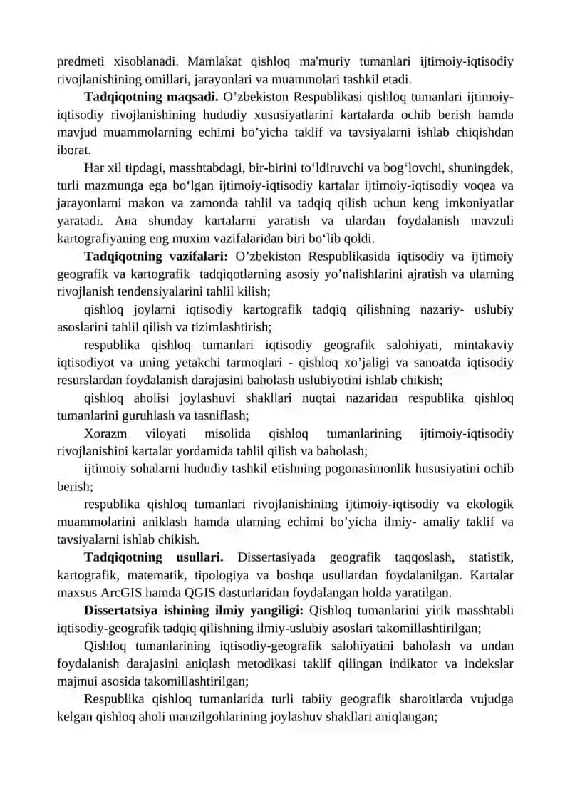 Qishloq, ma'muriy tumanlarning yirik masshtabli ijtimoiy-iqtisodiy kartalarini tuzish 3