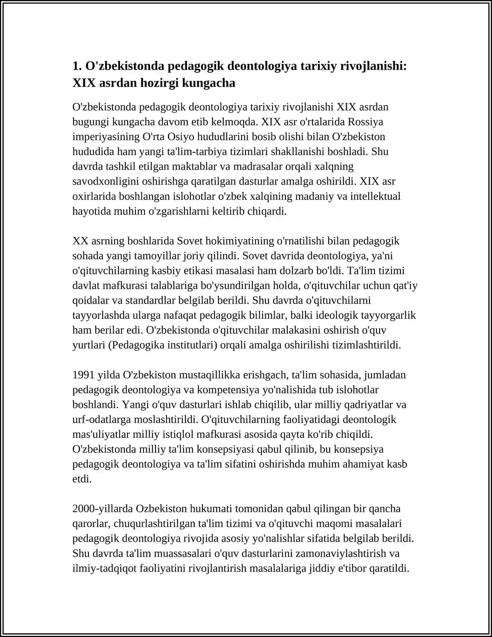 O'zbekistonda Pedagogik Deontologiya va Pedagogik Kompetensiya Fanining Rivojlanishi 3