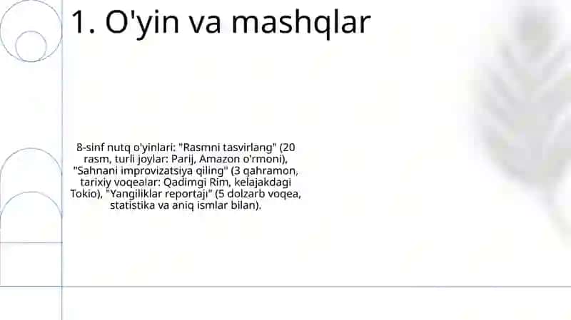8-sinflar nutqiy ko'nikmalarni shakllantirish topshiriqlari 3