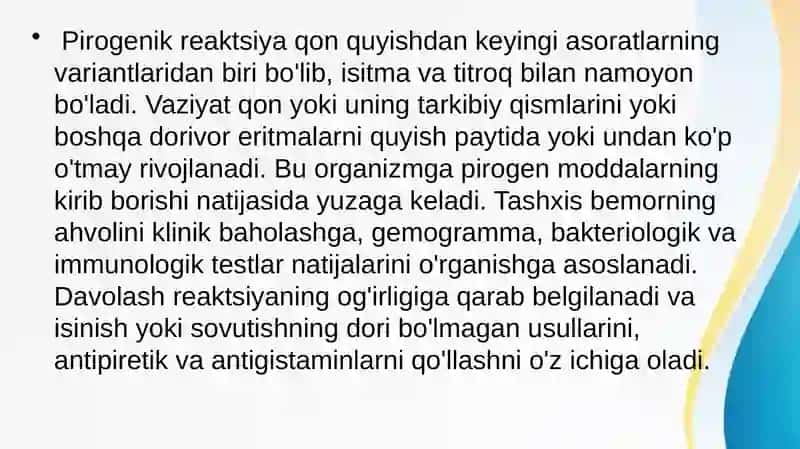 Pirogenik reaktsiyalar 3