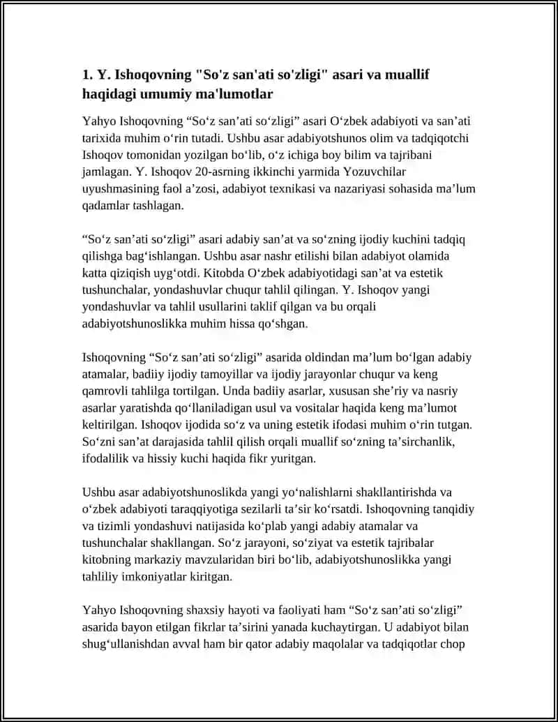 Y. ISHOQOVNING "SÕZ SA'NATI SÕZLIGI" KITOBNI ÕQIB ÕRGANISH 3