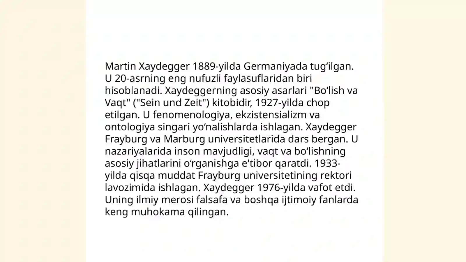 Noklassik ontologiyaning yo‘nalishlari va mohiyati (M.Xaydeggerning Borliq va vaqt asari asosida) 3