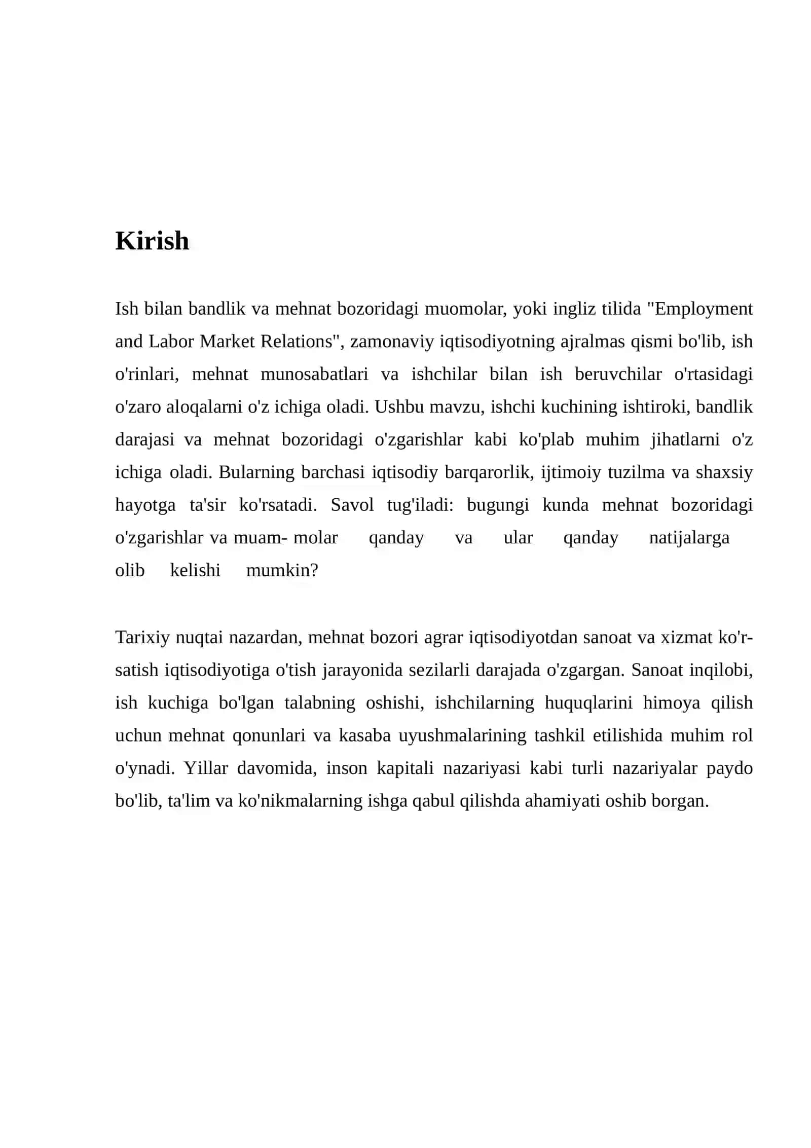 "ISH BILAN BANDLIK VA MEHNAT BOZORIDAGI MUOMOLAR" 3