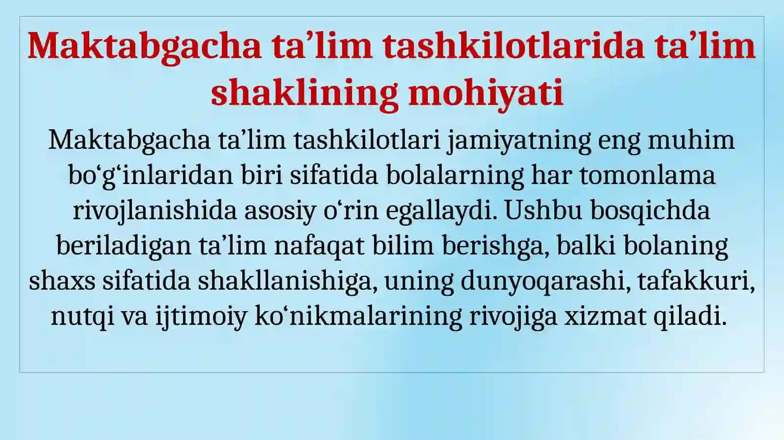 MAKTABGACHA TA'LIM TASHKILOTLARIDA TA'LIM SHAKLI 3