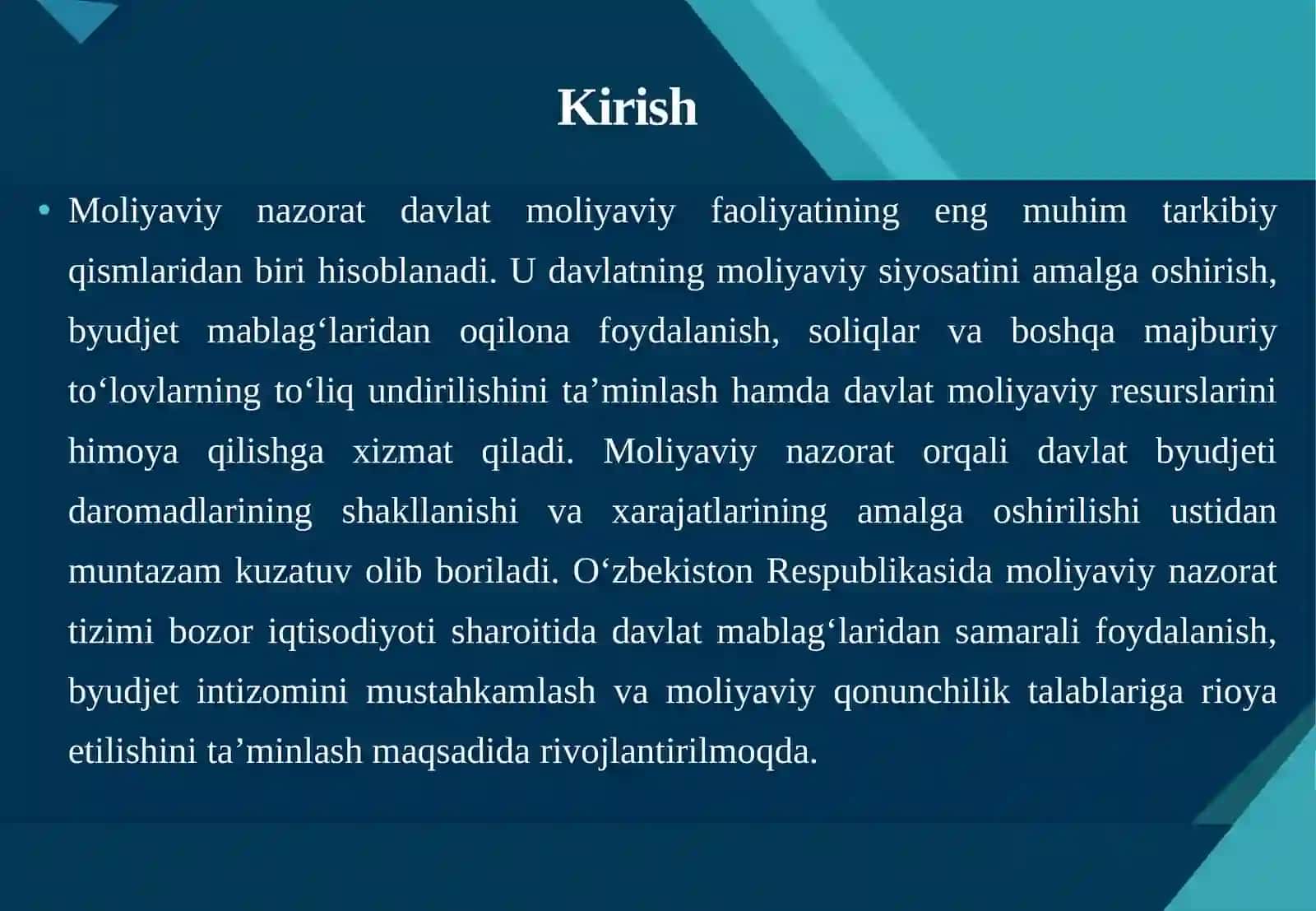 Moliyaviy nazoratning mazmuni, uning vazifalari va tamoyillari. Moliyaviy nazoratnin 3
