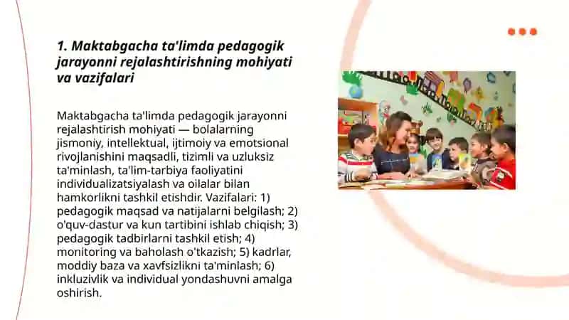 Maktabgacha ta’lim tashkilotlarida pedagogik jarayonni rejalashtirishning tuzilishi va funksiyalari 3