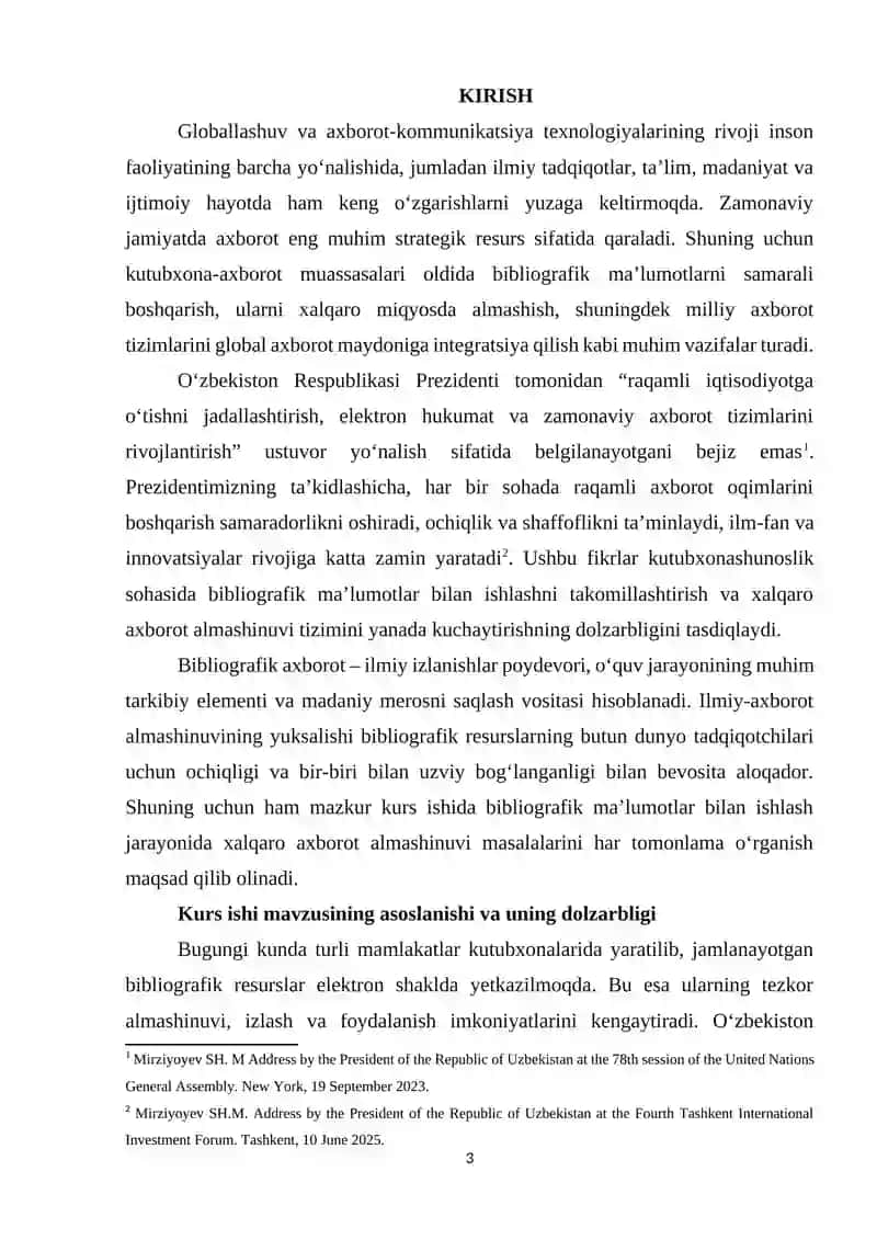 Bibliografik maʼlumotlar bilan ishlashda xalqaro axborot almashinuvi 3