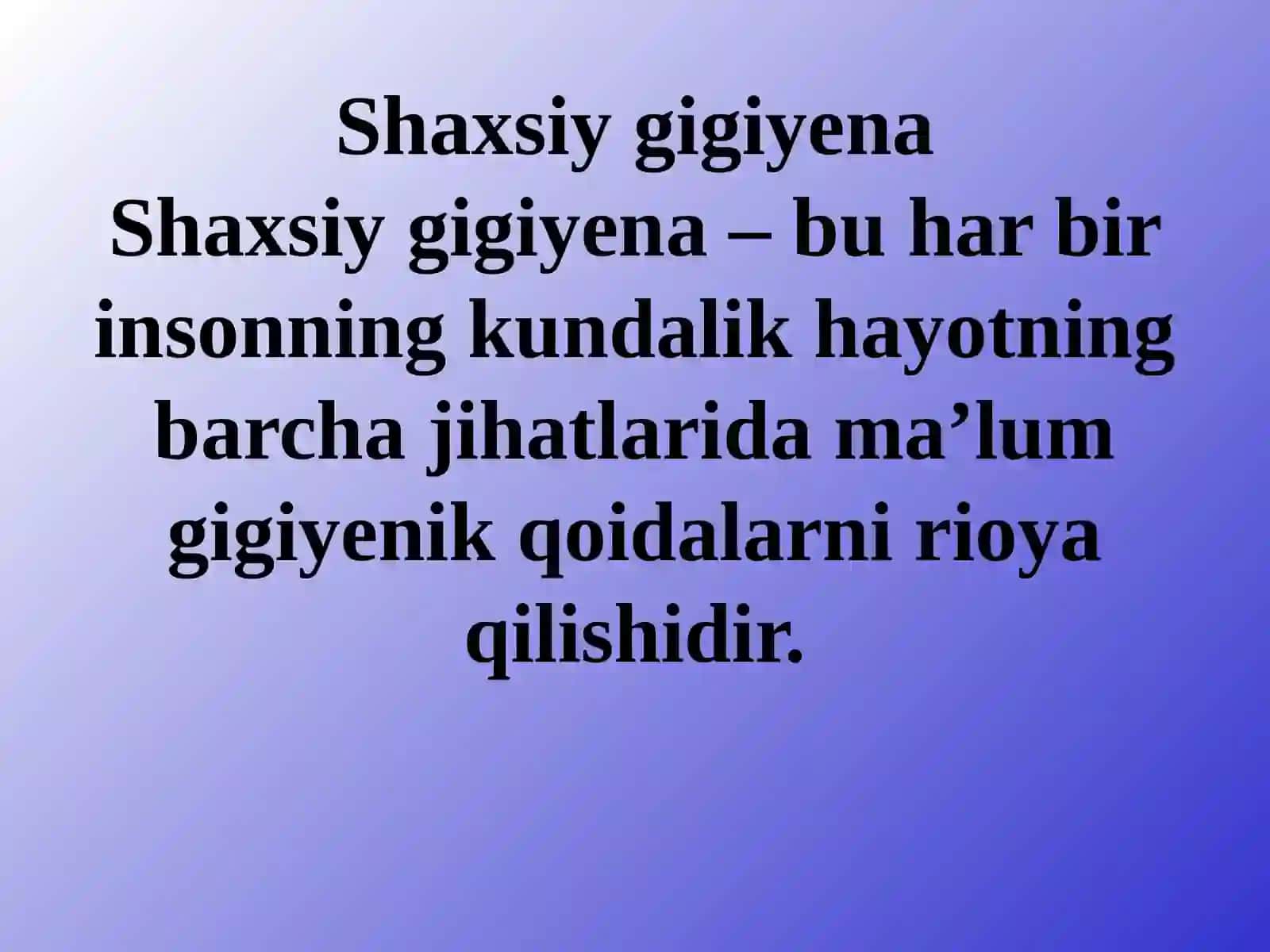 Zamonaviy shaxsiy gigiyena va psixologiyenaning ma'ruzasi 3