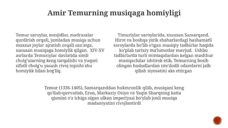 Amir Temurning musiqaga homiyligi 3