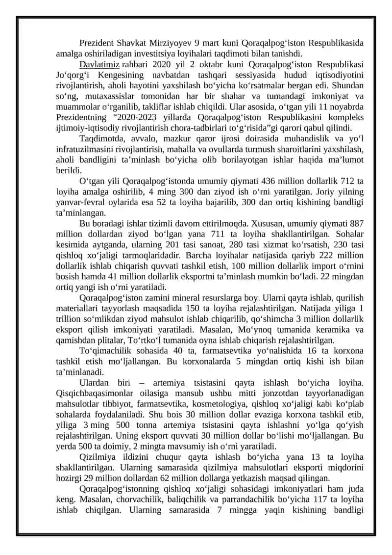 YILQICHILIK VA OT SPORTINI YANADA RIVOJLANTIRISH HAMDA ZAMONAVIY BESHKURASH VA POLO SPORT TURINI OMMALASHTIRISH BO‘YICHA QO‘SHIMCHA CHORA-TADBIRLAR TO‘G‘RISIDA 3