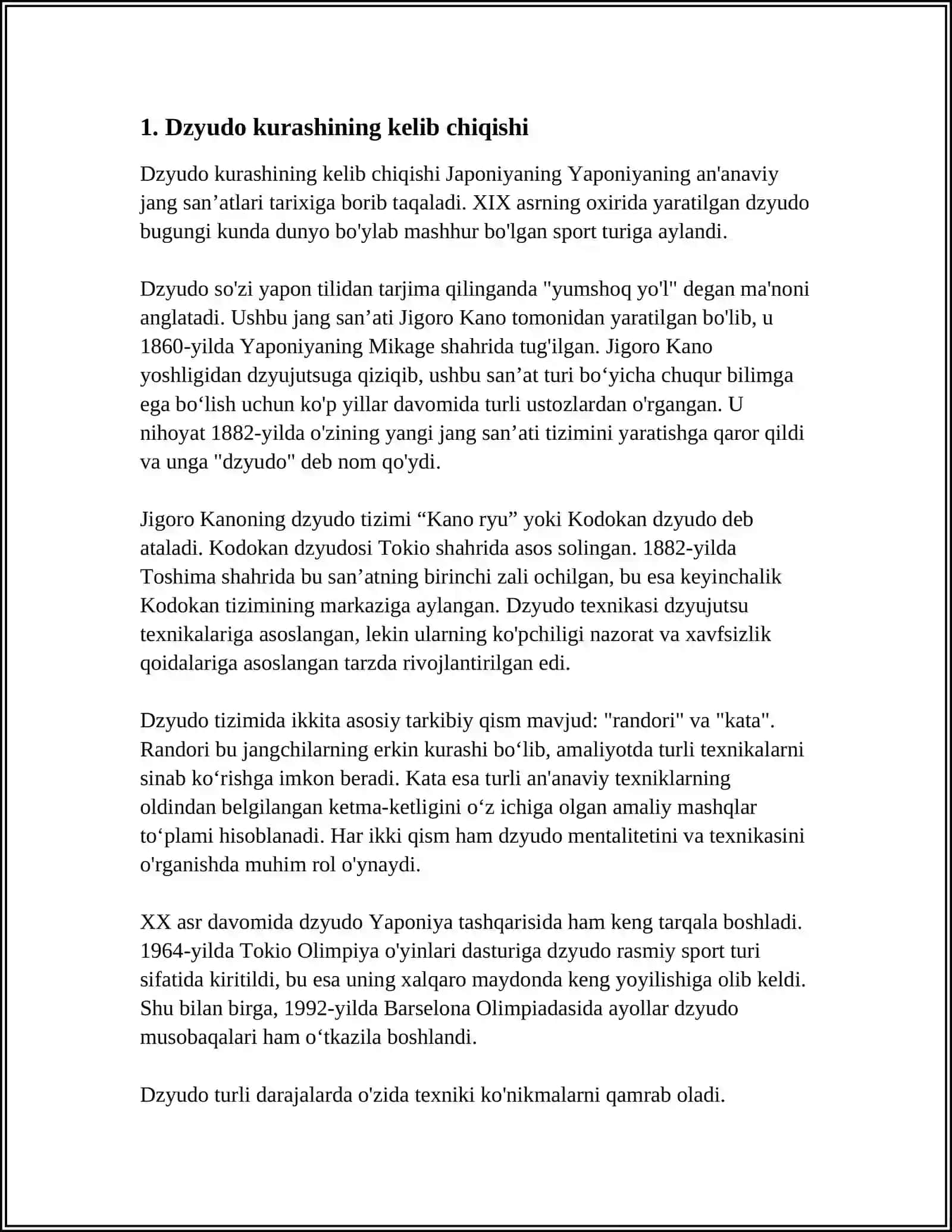 DYUZDO KURASHINING RIVOJLANISH TARIXI 3
