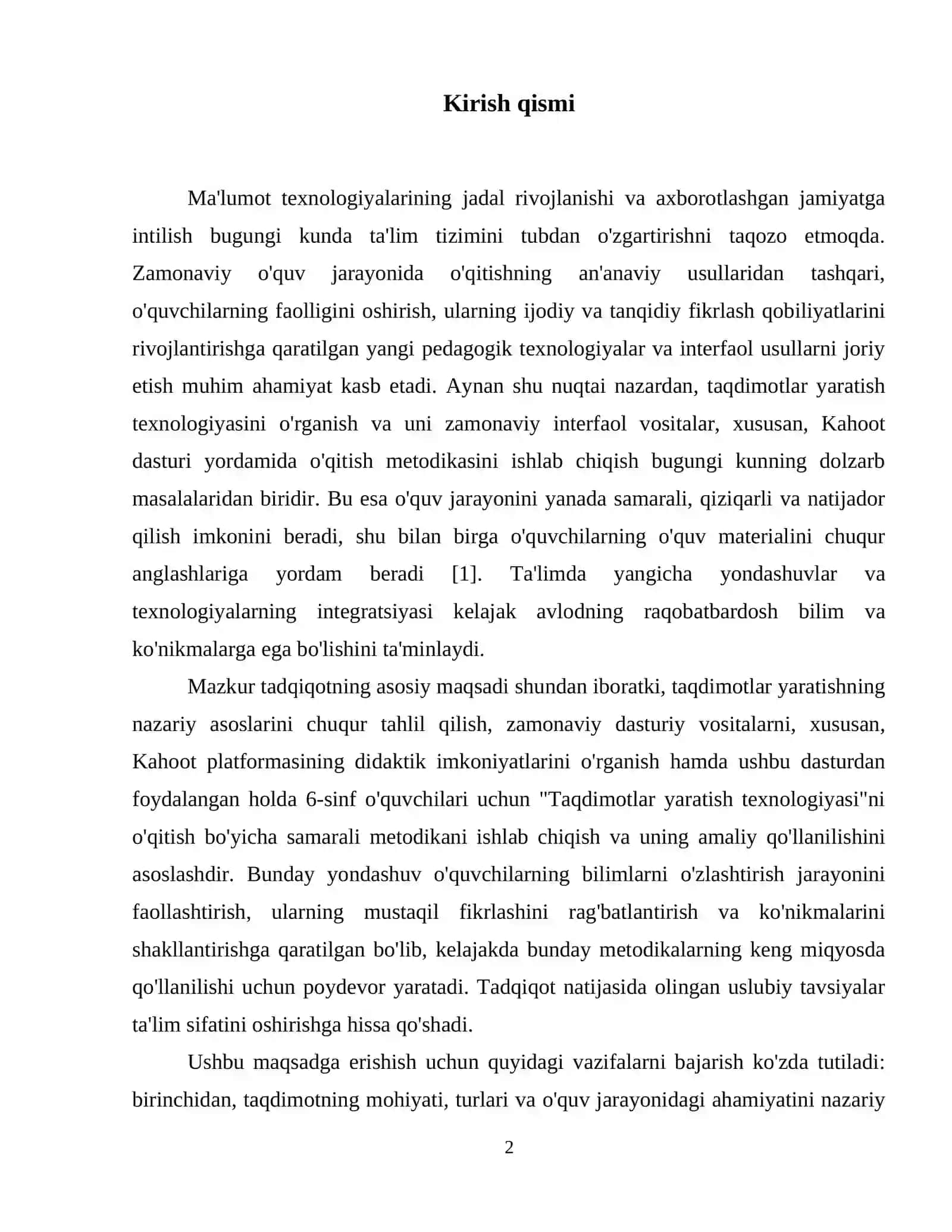 "Taqdimotlar yaratish texnologiyasi" boring Kahoot dasturi yordamida o'qitish metodikasi. (6-sinf misolida) 3