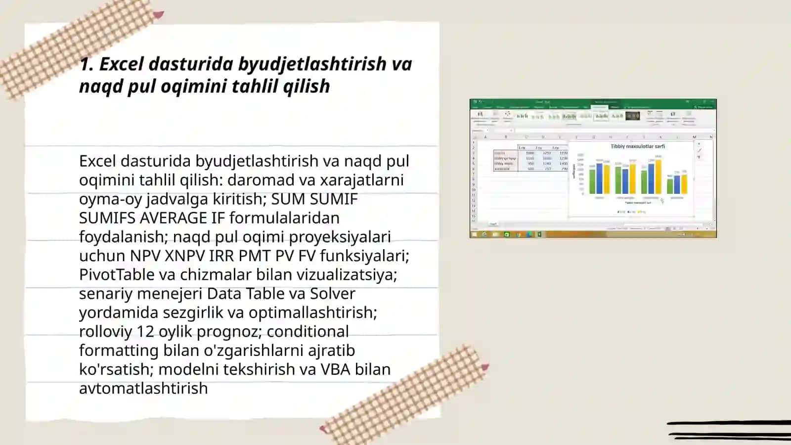 Excel dasturida iqtisodiy masalalarni yechish 3