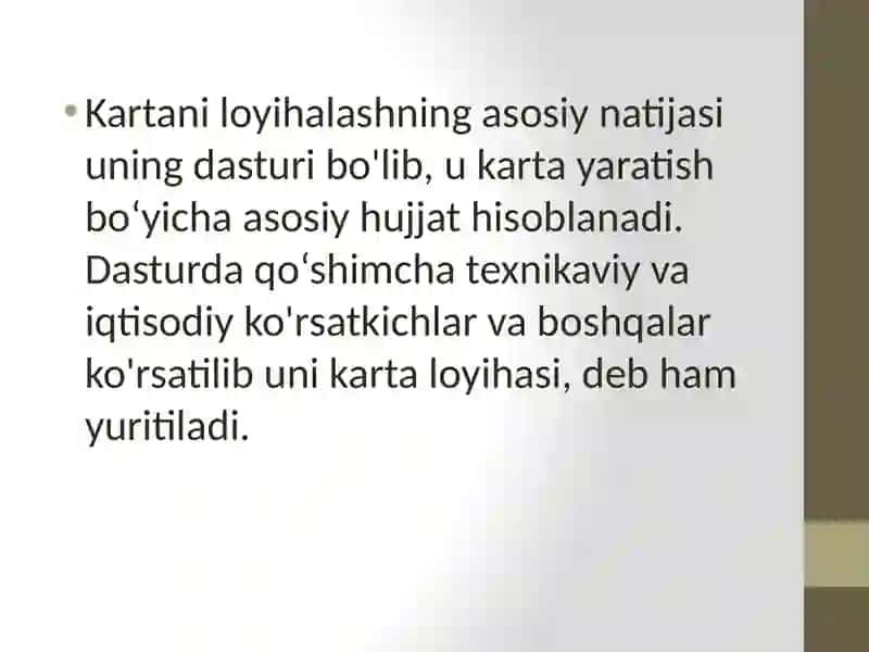 Kartalarni dasturi va uni ishlab chiqishning ahamiyati 3