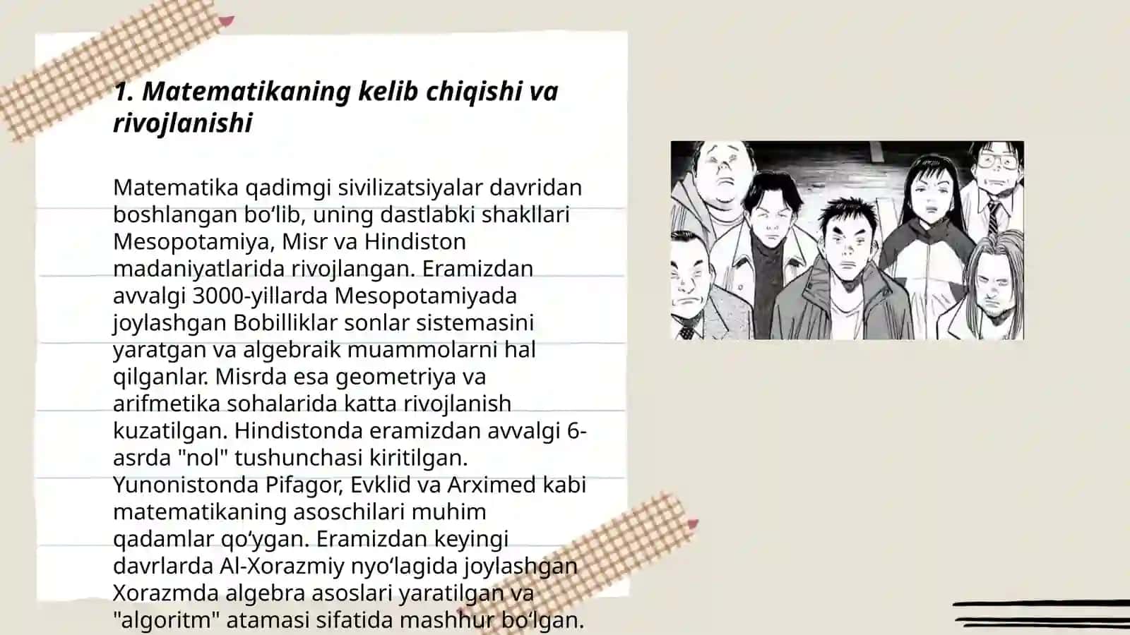 Matematika f anining unyo madaniyati va tarixidagi tutgan oʻrni Shukurov Sherdor 3