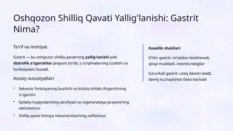 Gastrit va Oshqozon Yarasi Kasalligi: Etiologiya va Klinika 3