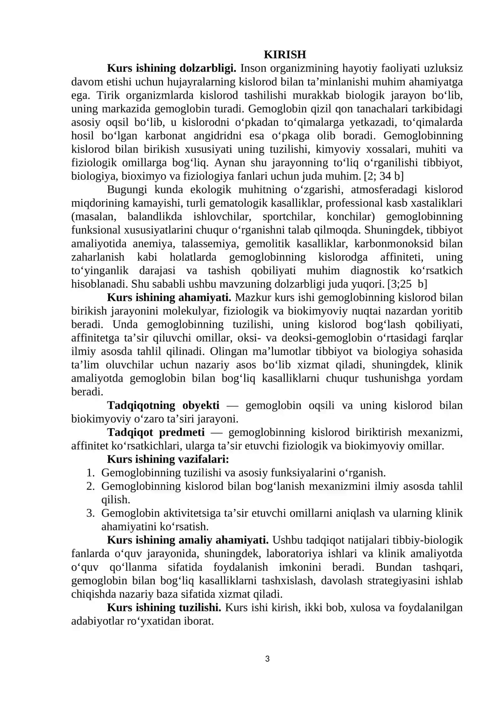 GEMOGLOBINNING KISLOROD BILAN BIRIKISHI 3