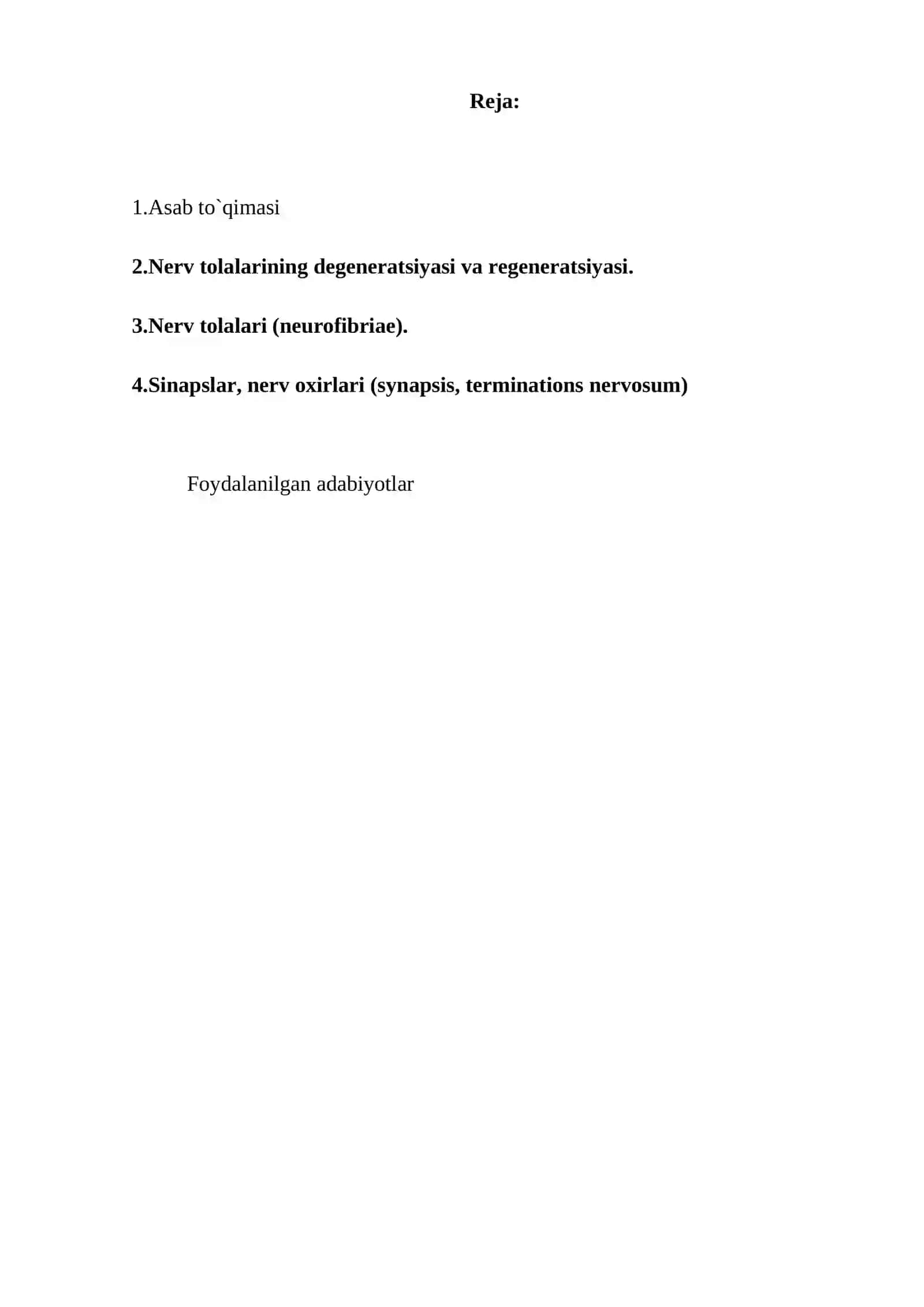 Asab to`qimasi - regeneratsiya, nerv uchlari - sinplaslar, neynomedia torlar 3