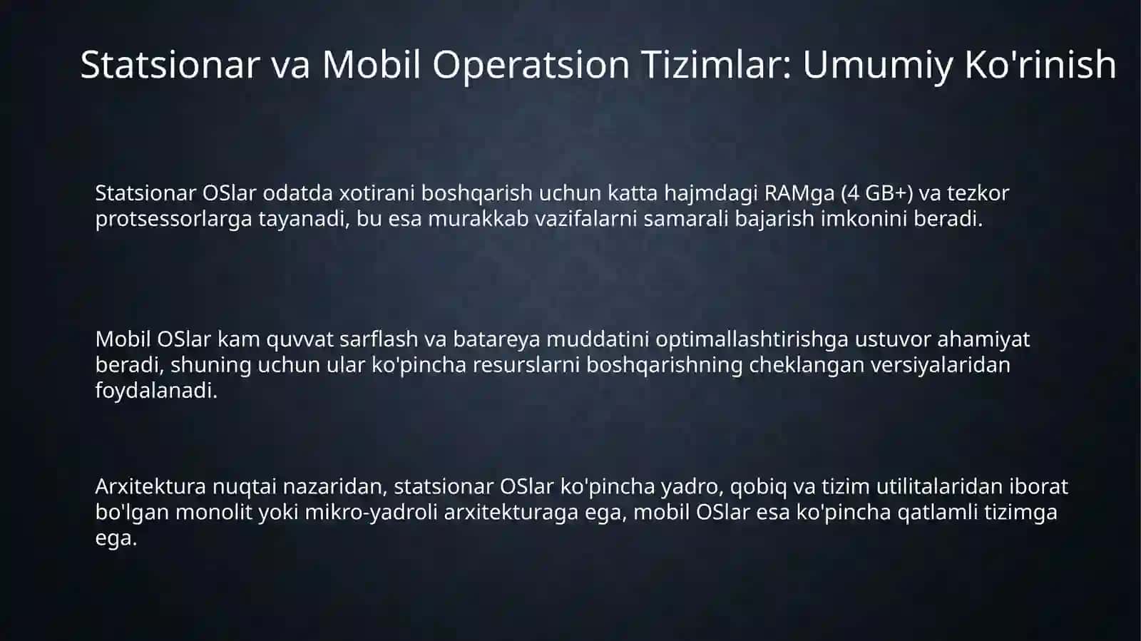 Statsionar va mobil operatsion tizim turlari 3