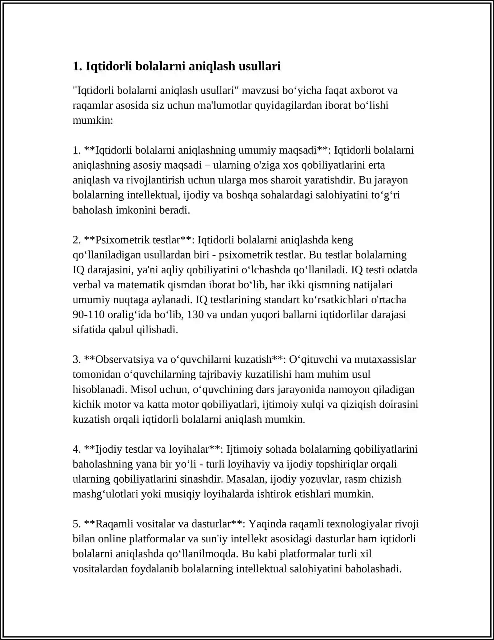 Iqtidorli bolalar ta'limining asosiy yönalishlari 3