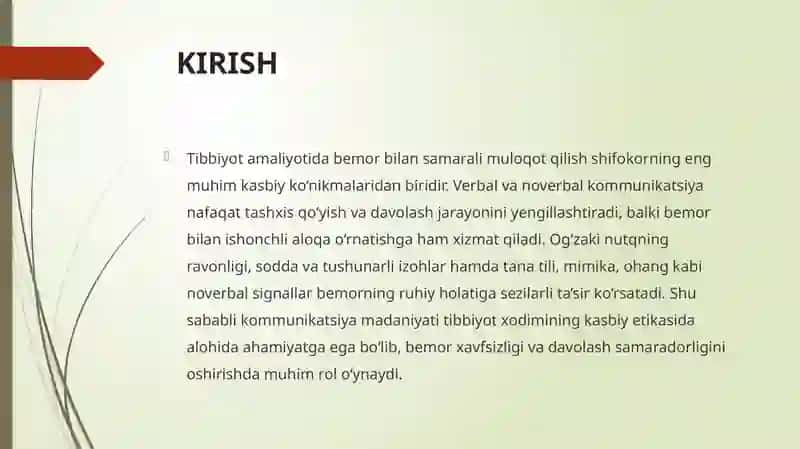 Patsient bilan verbal va noverbal muloqot ko'nikmalari 3