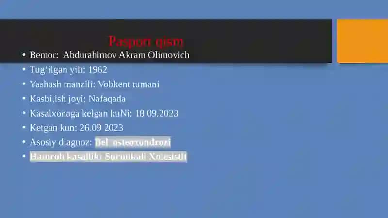 Normayev Shamshod's clinical audit 3