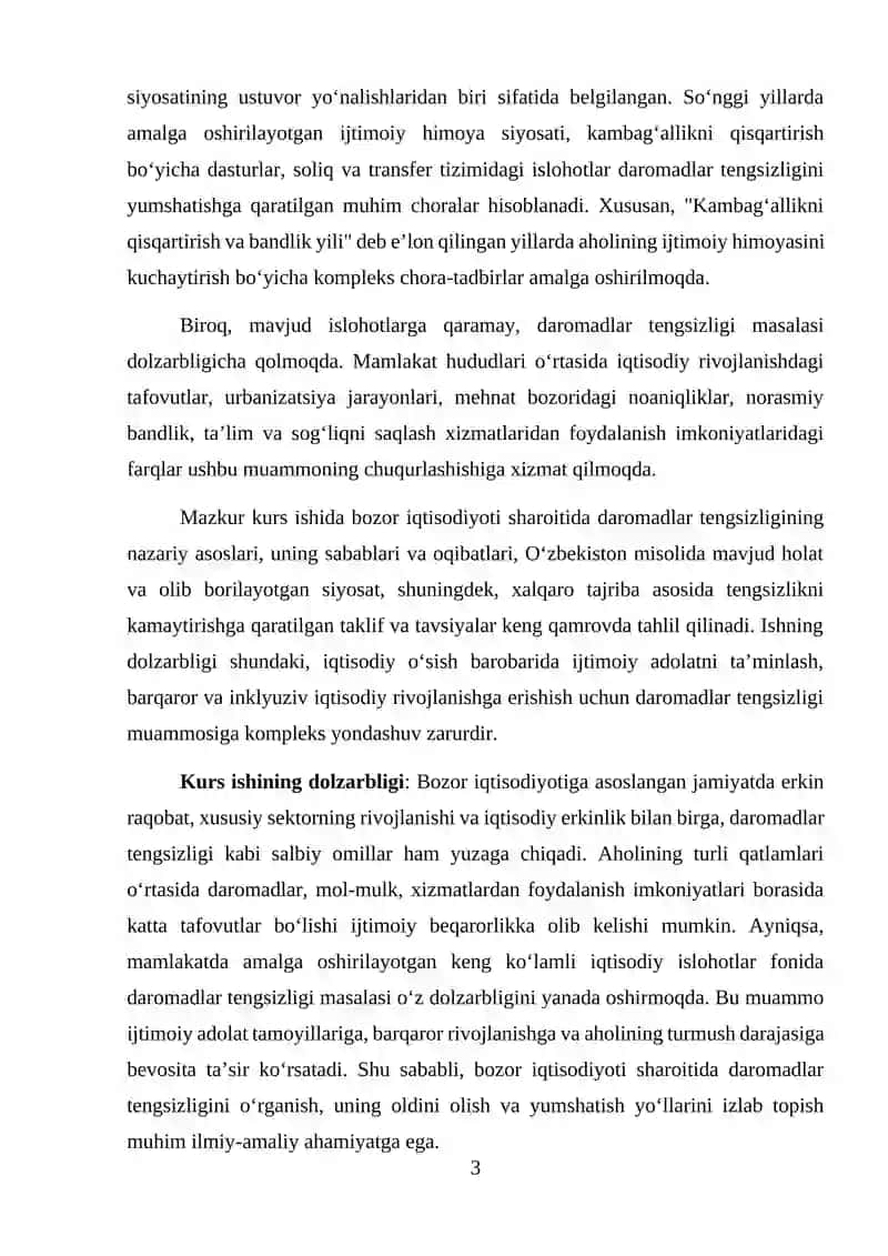 BOZOR IQTISODIYOTI SHAROITIDA DAROMADLAR TENGSIZLIGI 3