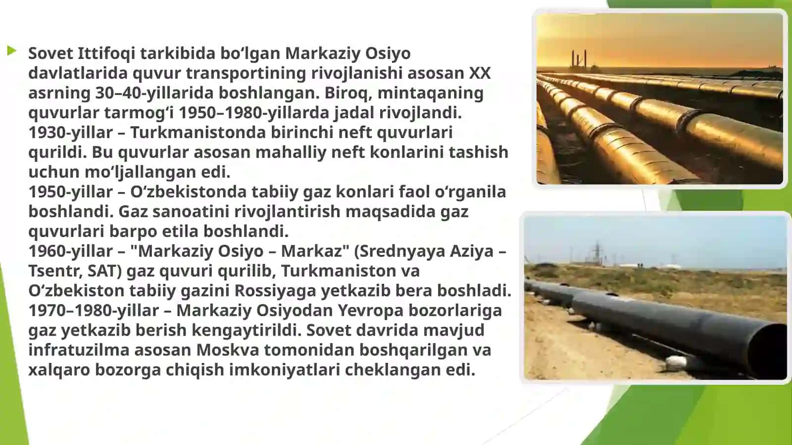 Markaziy Osiyo mamlakatlariningning quvur transporti 3