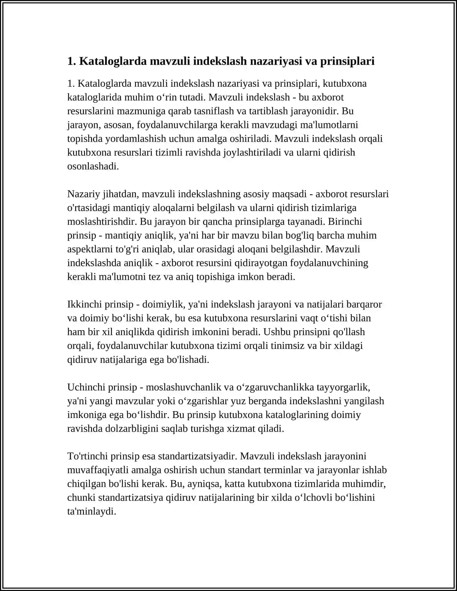 Mavzu: KUTUBXONA KATALOGLARIDA ENDEKSLASH JARAYONI 3