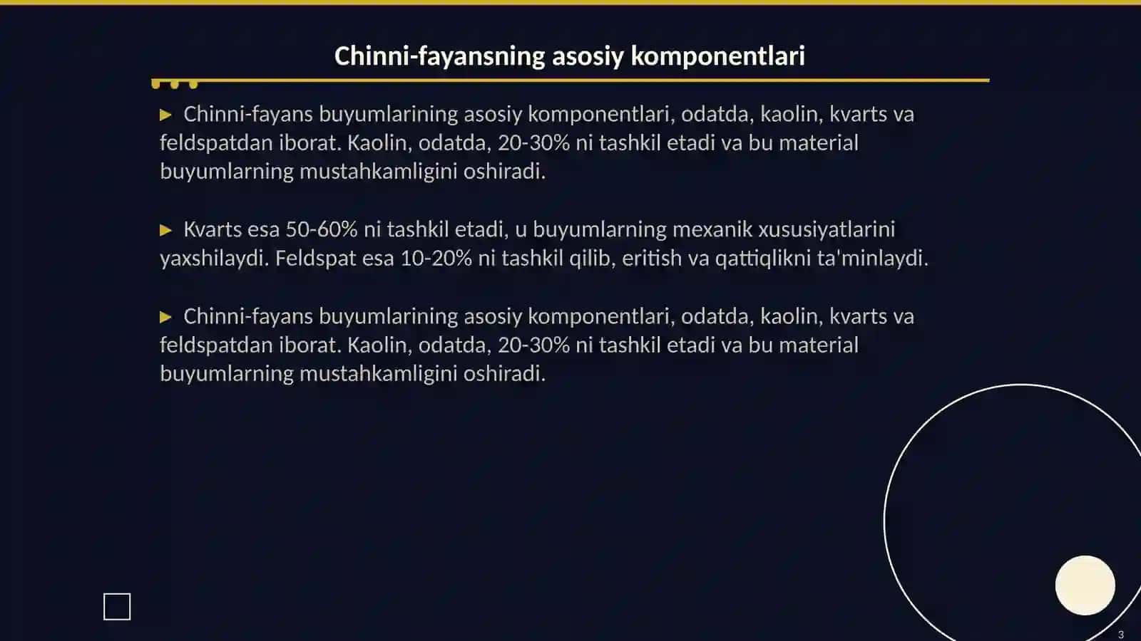Chinni-fayans buyumlarini ishlab chiqarishda qo’llaniladigan massa turlari 3