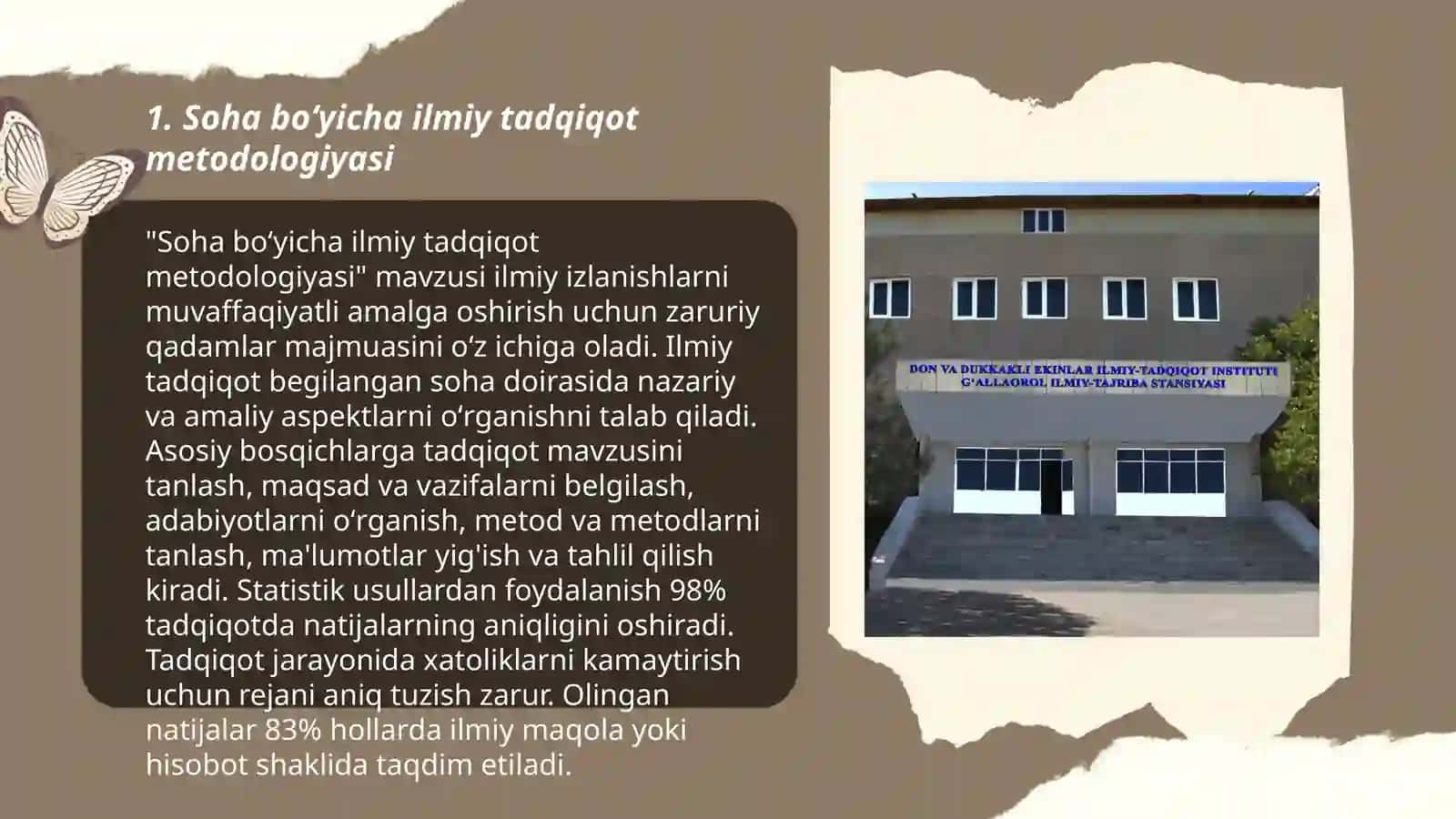 Soha boʻyicha berilgan mavzu asosida ilmiy tadqiqot olib borish jarayonlari 3