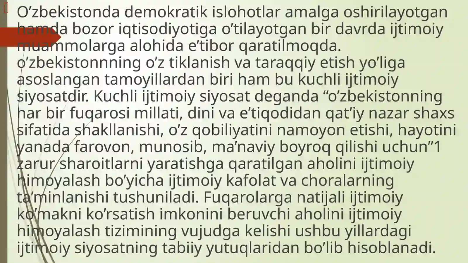 O’zbekistonda ijtimoiy sohada amalga oshirilayotgan o’zgarishlar mazmun va mohiyati 3