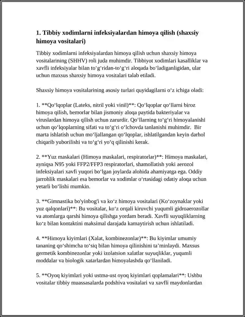 Tibbiy xodimlarni infeksiyalardan himoya qilish (shaxsiy himoya vositalari) 3