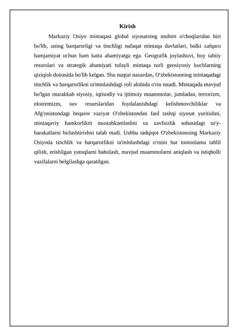 Oʻzbekistonning markaziy osiyoda tinchlik va barqarorlikni ta'minlashdagi oʻrni 3