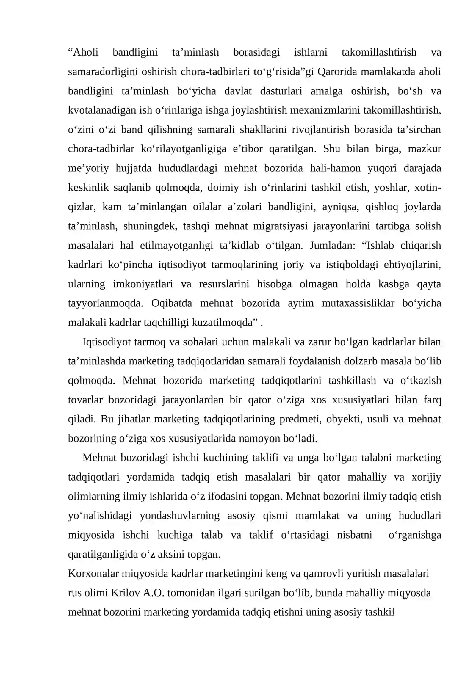 O'zbekiston Respublikasida mehnat bozorining shakllanishi va ishsizlikning o'ziga xos xususiyatlari 3