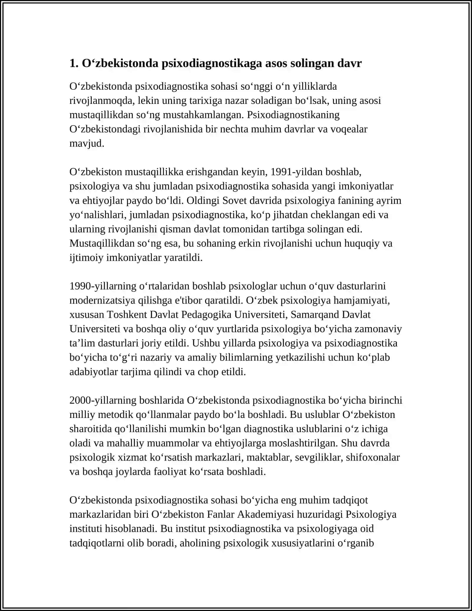 OʻZBEKISTONDA PSIXODIAGNOSTIKANING TARIXI HOJIYEV SHOHIJAHON 3