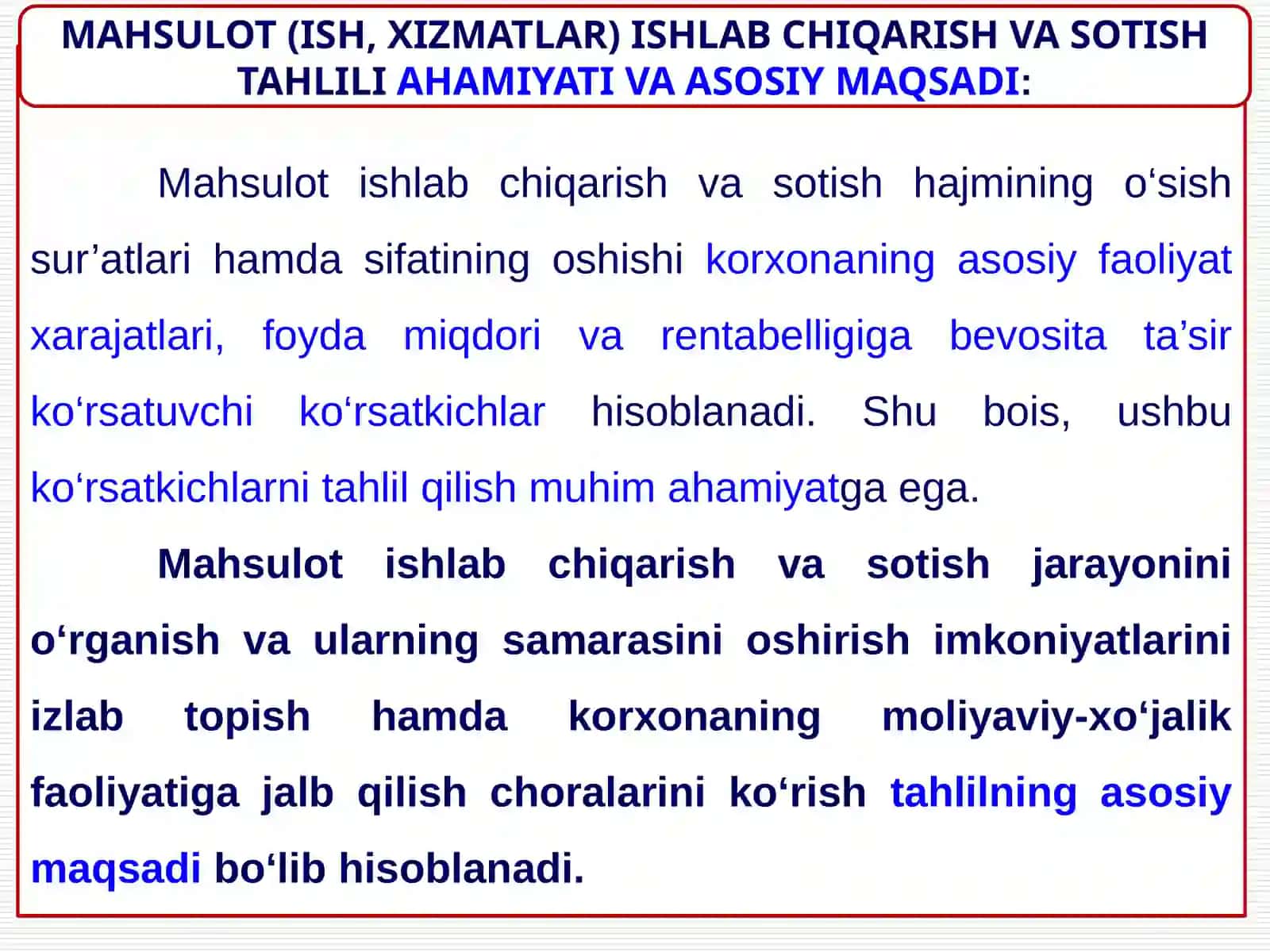 Mahsulot ishlab chiqarish va sotish hajmi tahlili 3