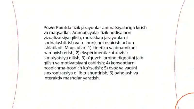 Power Point dasturida fizik jarayonlar animatsiyalarini yaratish va ovoz berish 3