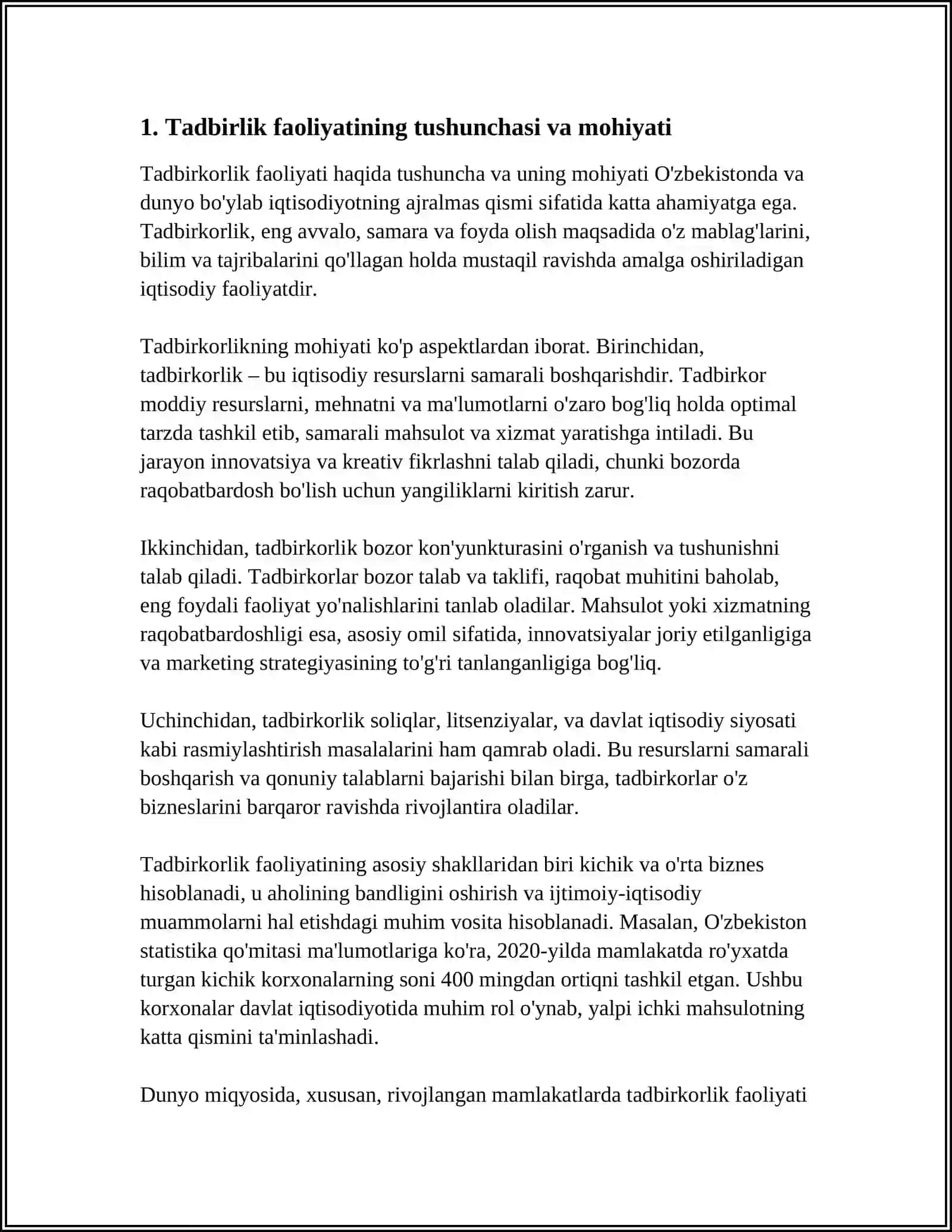 TADBIRKORLIK FAOLIYATINING MOHIYATI VA IQTISODIY MAZMUNI 3