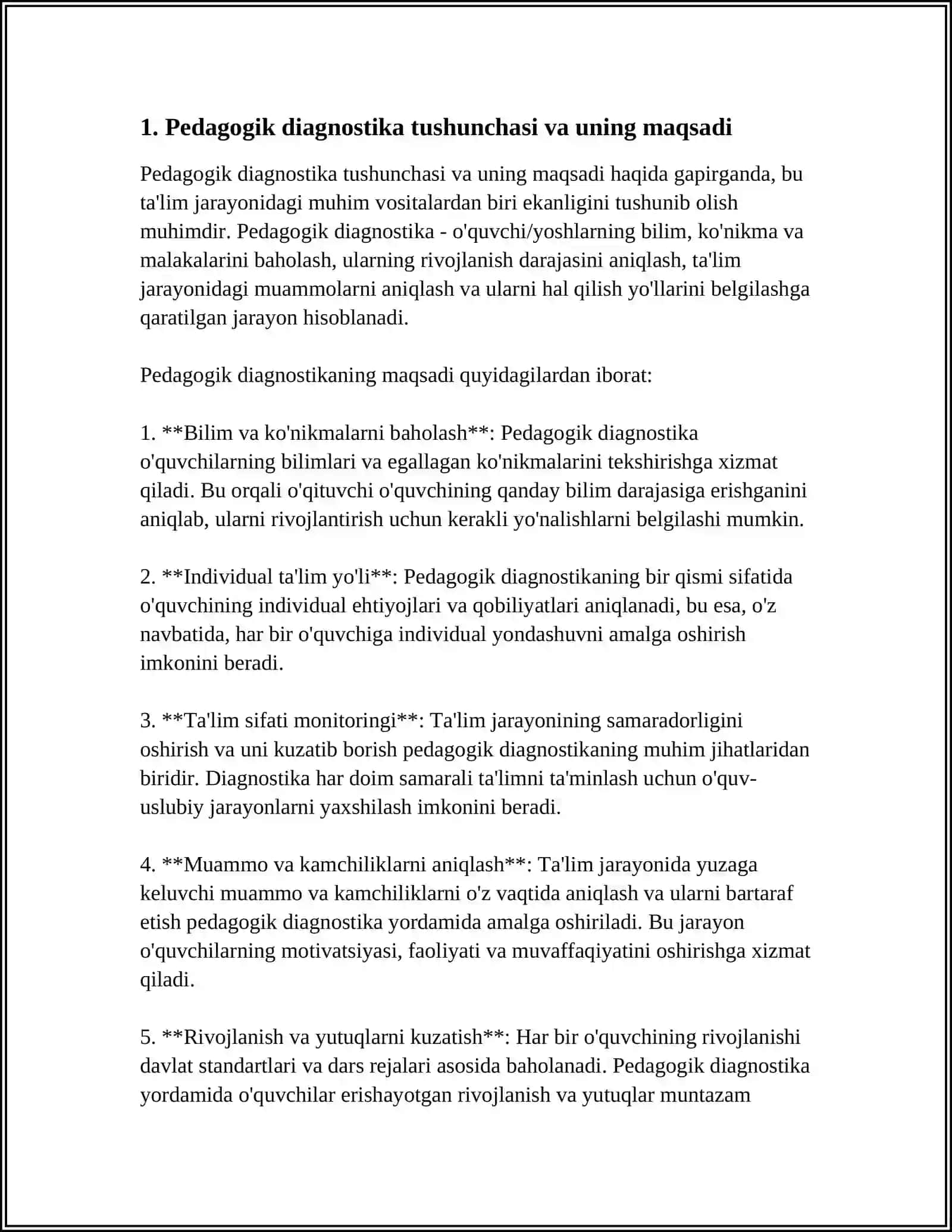 PEDAGOGIK DIAGNOSTIKANING SHAXS RIVOJLANISHIDAGI ORNI 3