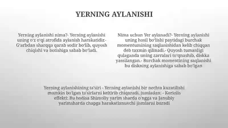 Yer Sharining Harakati 3