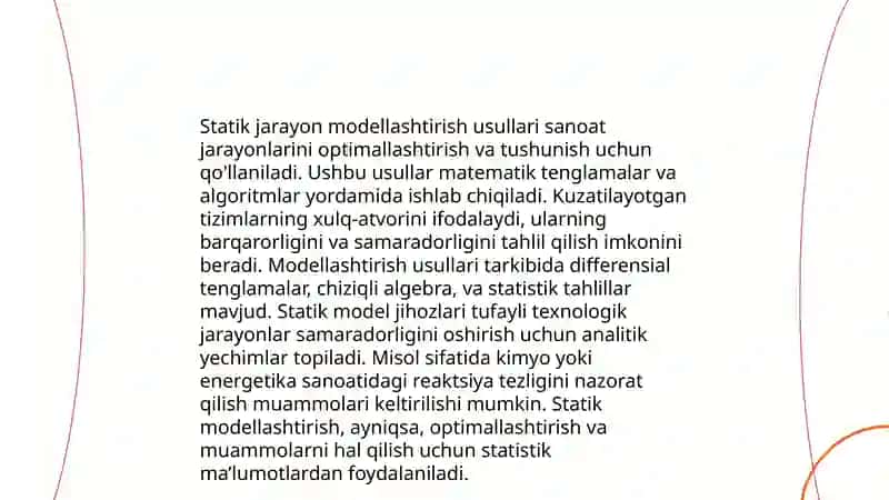 Texnologik jarayon rejimini statik va dinamik optimallashtirish 3