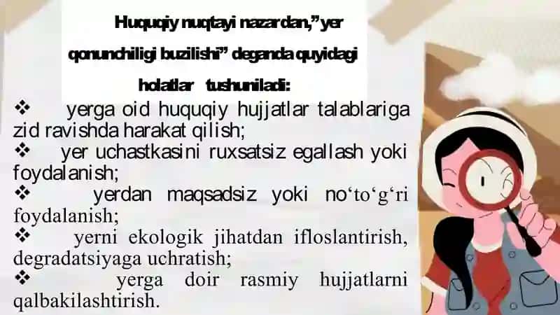 Yer qonunchiligini buzganlik uchun javobgarlik 3