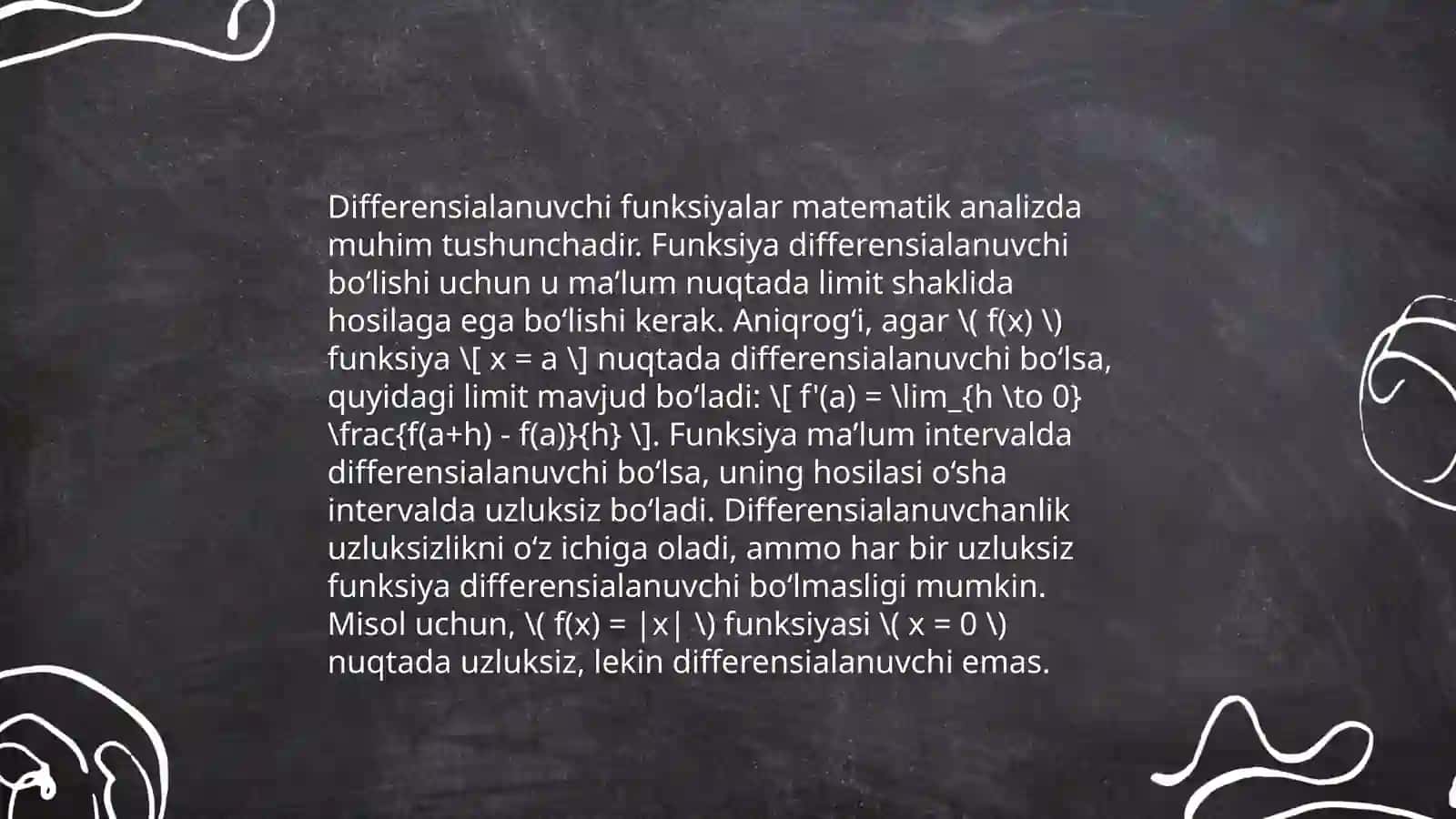 Differensialanuvchi funksiyalar va ular uchun asosiy teoremalar 3