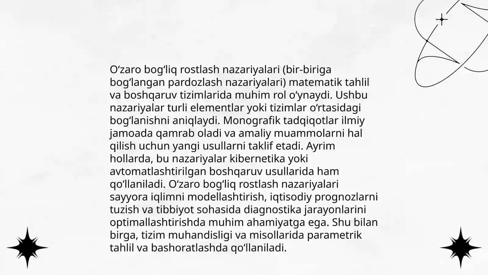 O‘zaro bog‘liq rostlash sistemalari 3