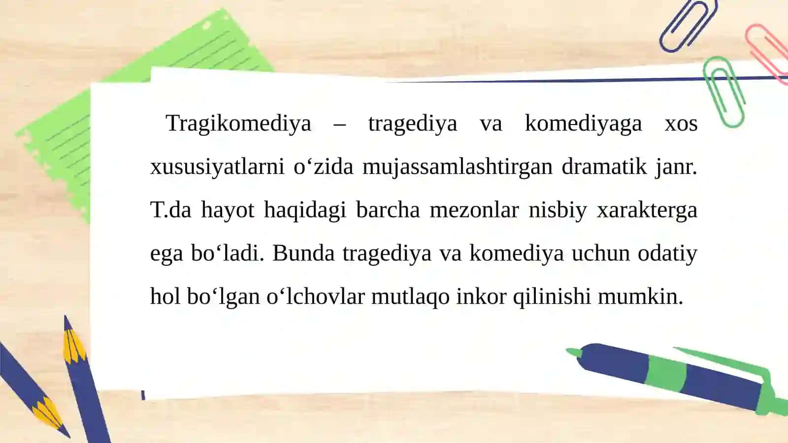 Dramatik sarlarda tragikomik xususiyatlar. Sh. Boshbekov "Temir xotin" misolida 3