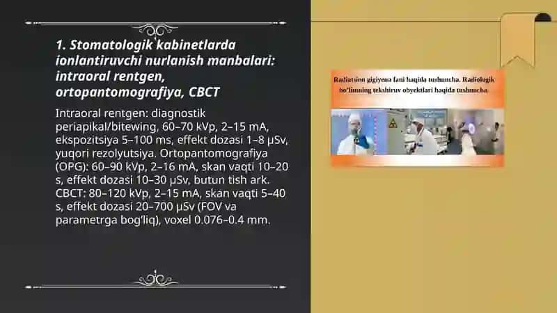Stomalogik kabinetlarda ionlantiruvchi nurlanish manbalaridan foydalanganda dozimetrik va radiometrik nazorat о‘tkazishning asoslari 3