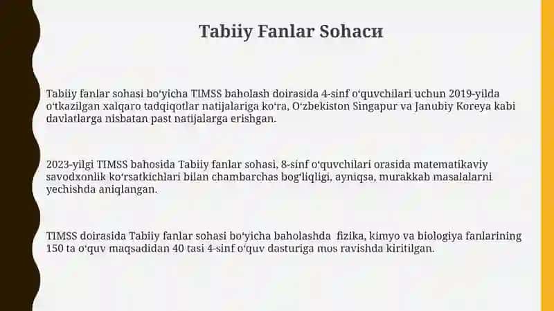 TIMSS XALQARO BAHOLASH DASTURI MAZMUNI 3