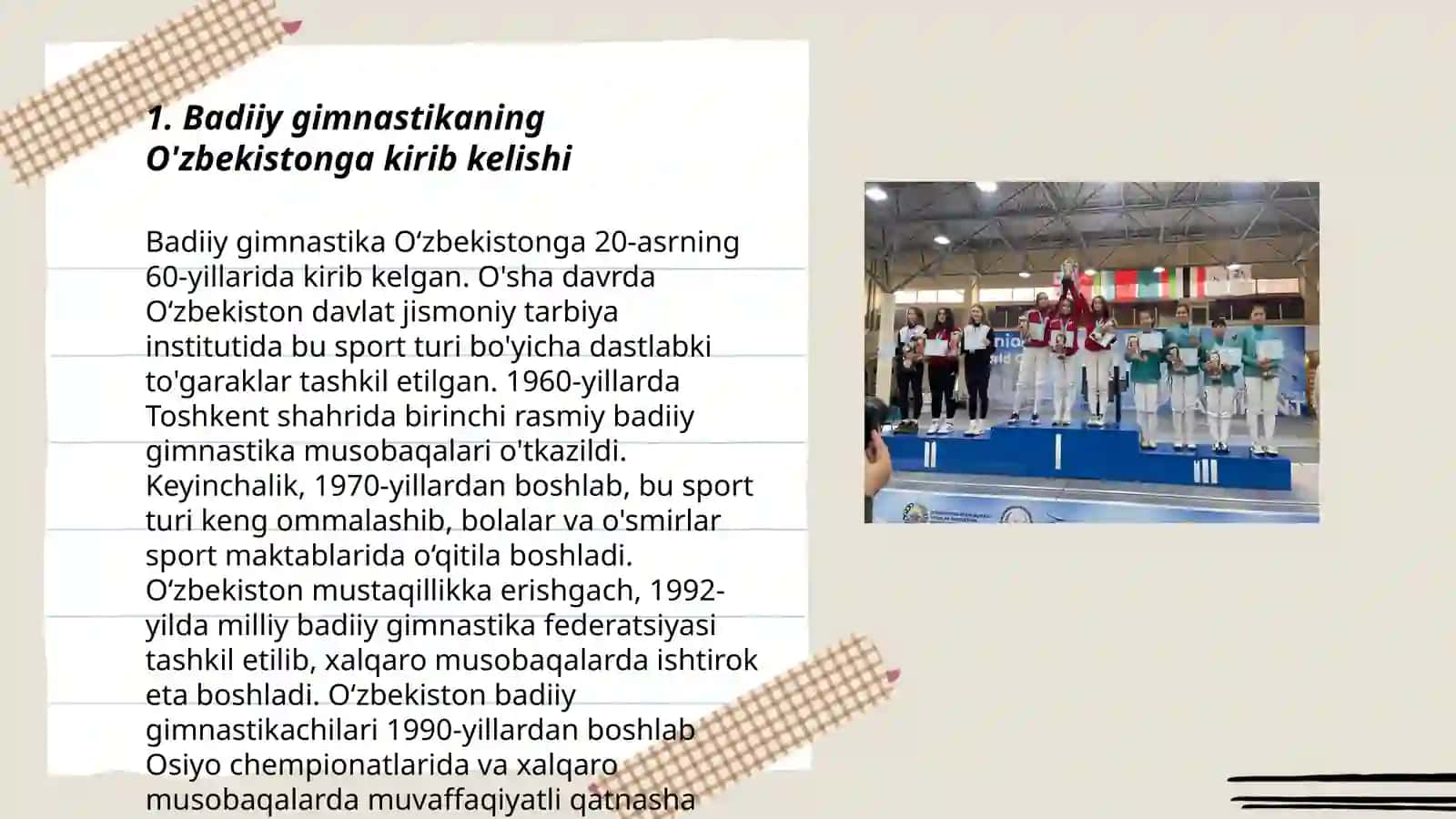Badiiy gimnastikaning O'zbekistonga kirib kelishi 3