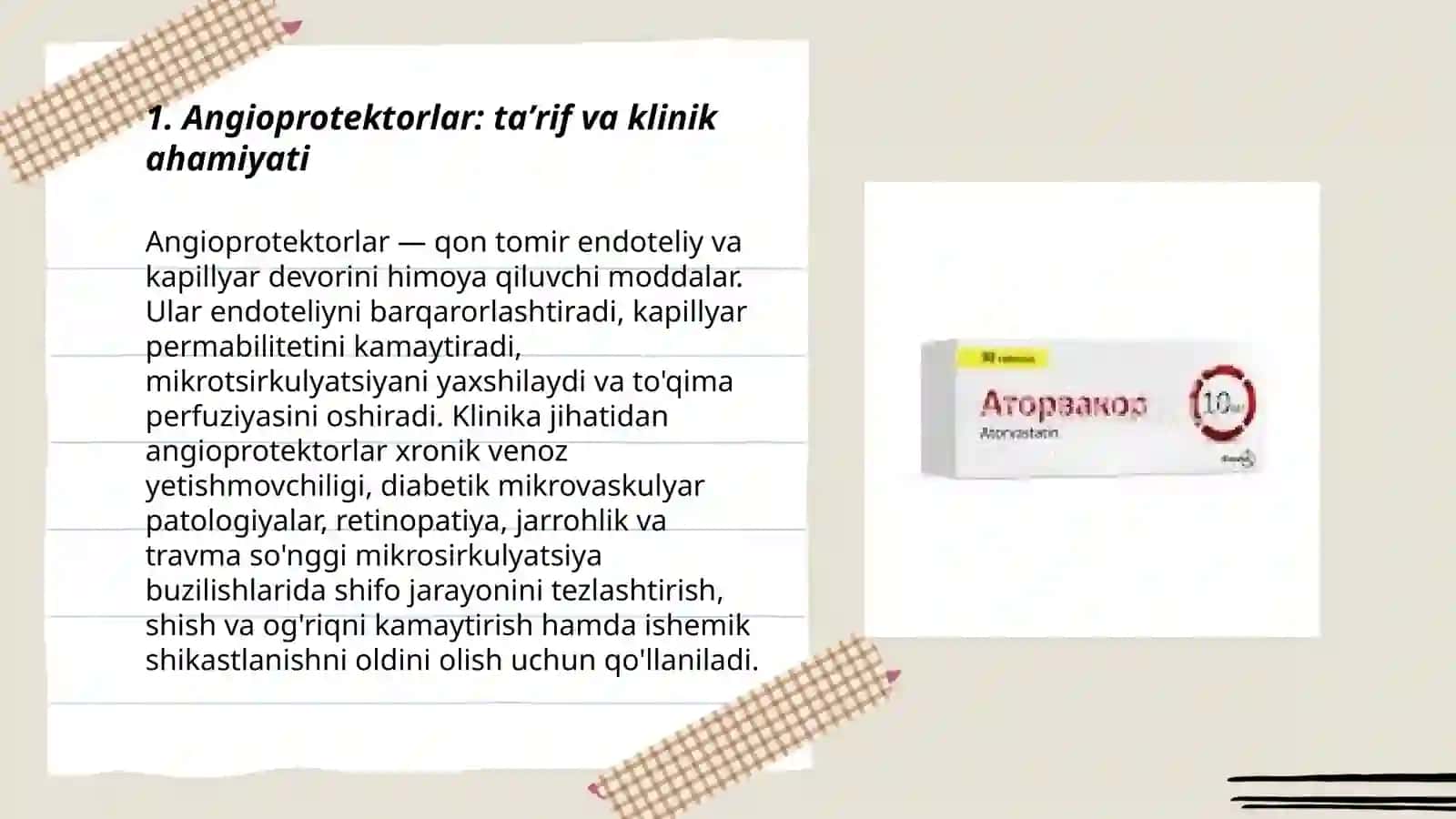 Angioprotektorlar, Venotrob Vositalar, Ateroskleroz Ga Qarshi Vositalar 3